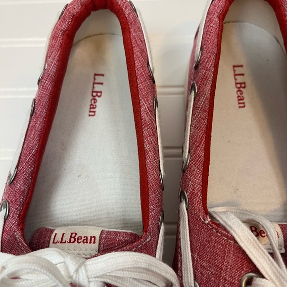 LL Bean woman’s red canvas boat deck shoe size 8 slip on loafer - Picture 5 of 5